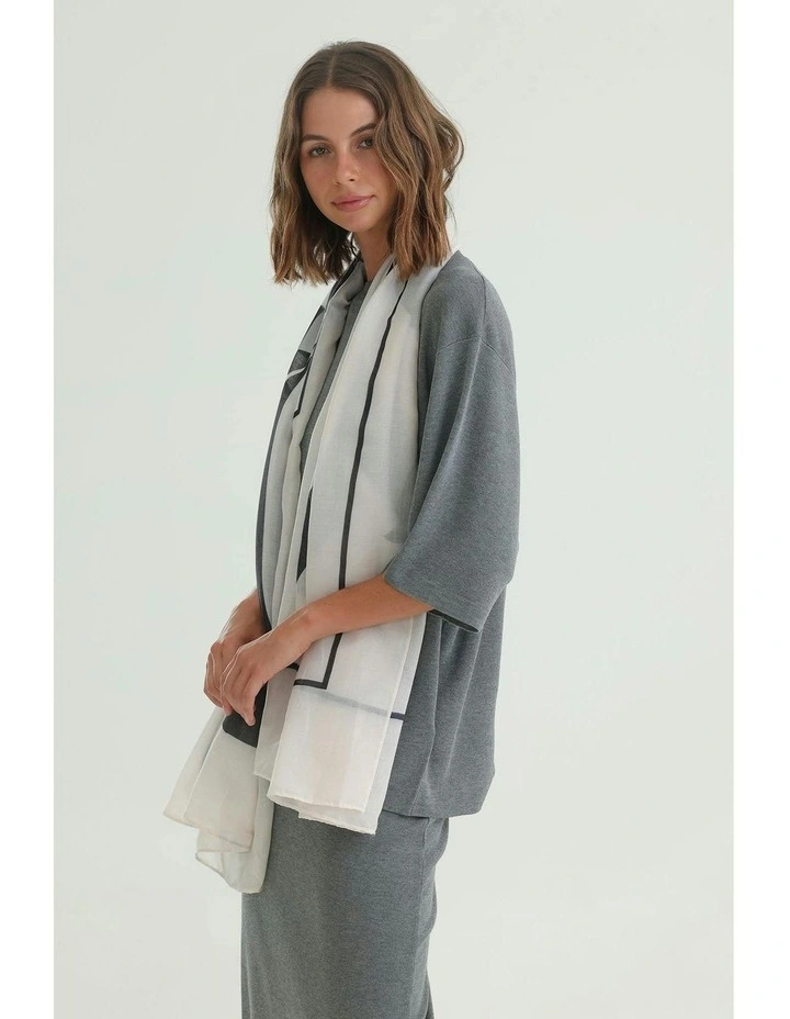Olivia Light-Weight Scarf in Black & White image 4