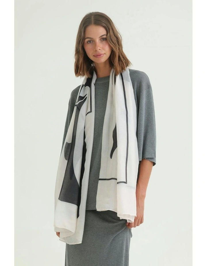 Olivia Light-Weight Scarf in Black & White image 6