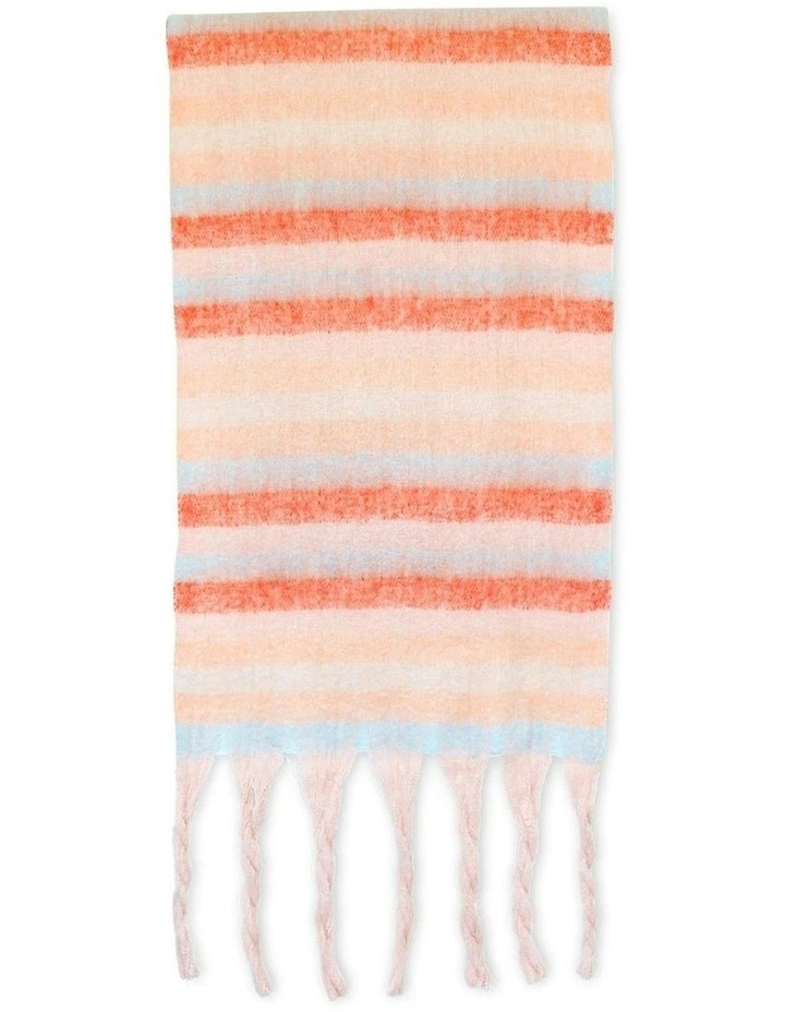 Lindsay Chunky Striped Scarf in Pink & Orange image 1