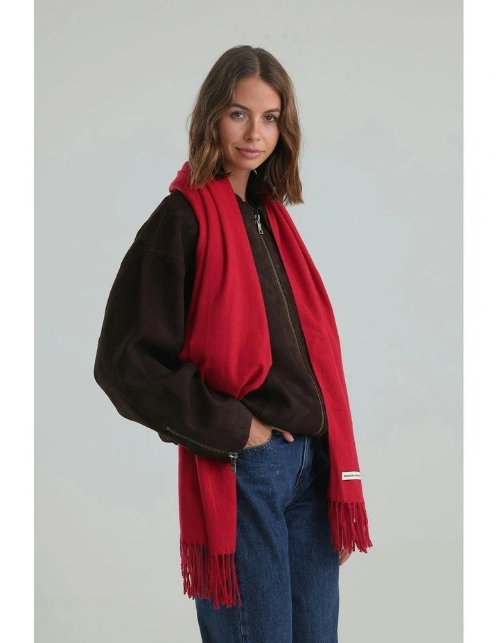 Casey Woven Scarf in Burgundy Red image 4