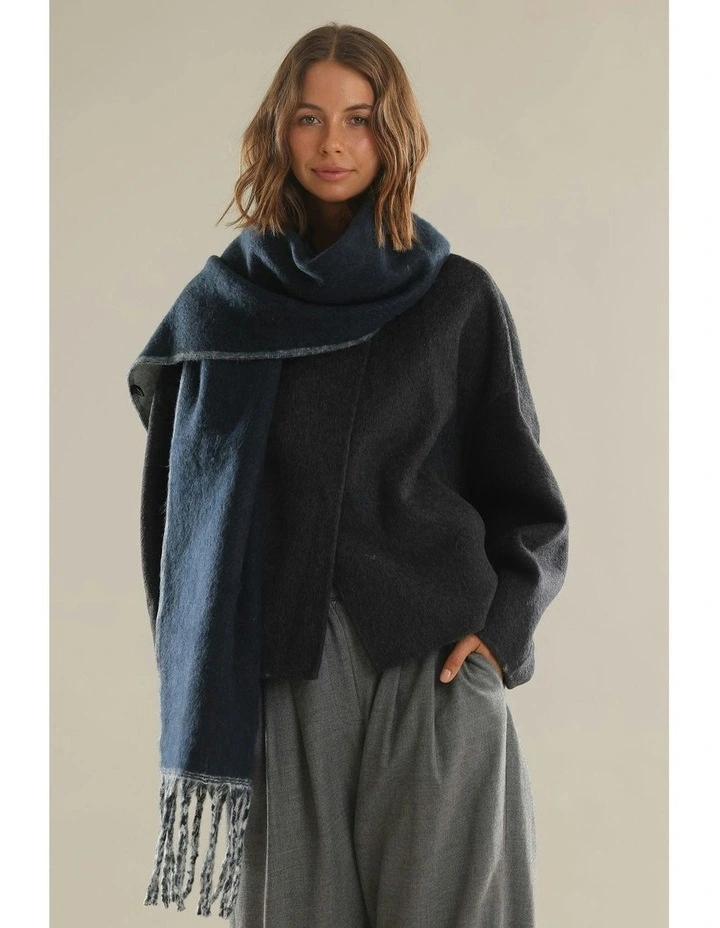 Hannah Reversible Scarf in Navy Blue image 4