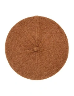 Stevie Rib Knit Beret in Chocolate Brown