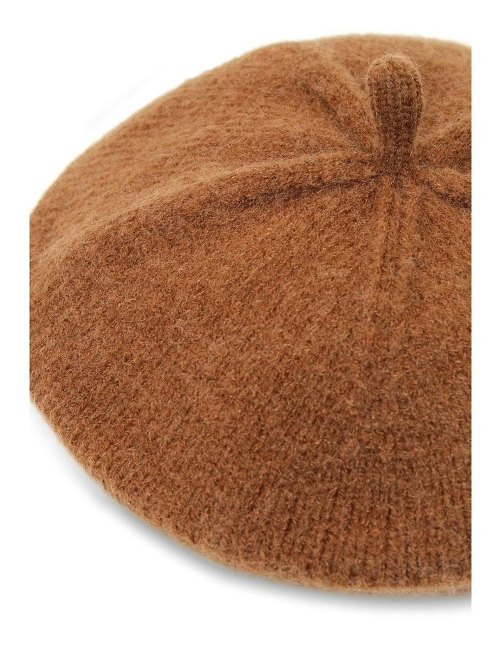 Stevie Rib Knit Beret in Chocolate Brown image 7