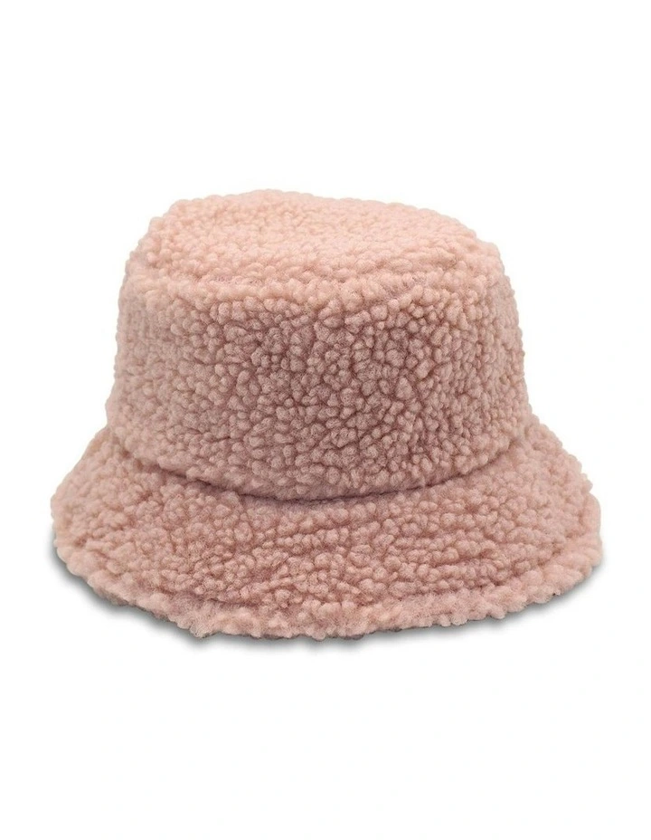Drew Teddy Bucket Hat in Pink image 1