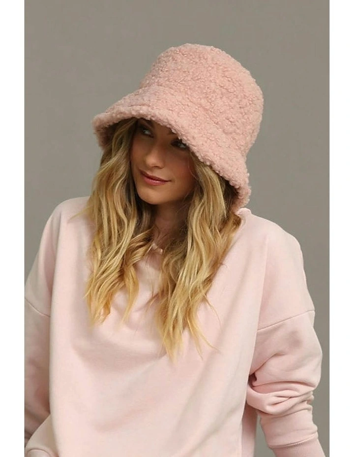 Drew Teddy Bucket Hat in Pink image 2