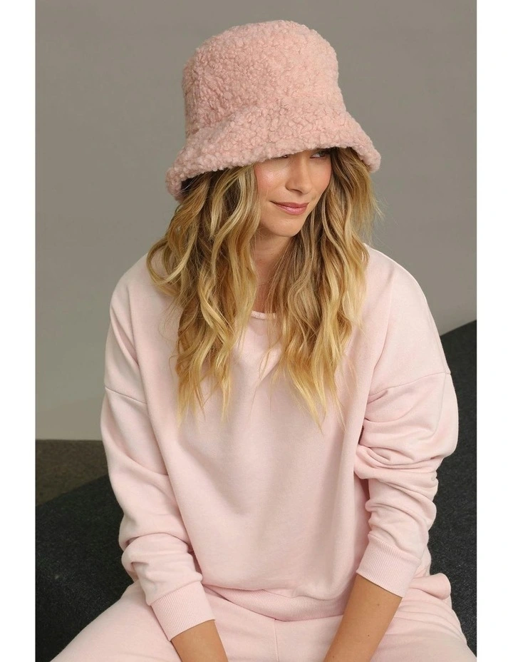 Drew Teddy Bucket Hat in Pink image 3
