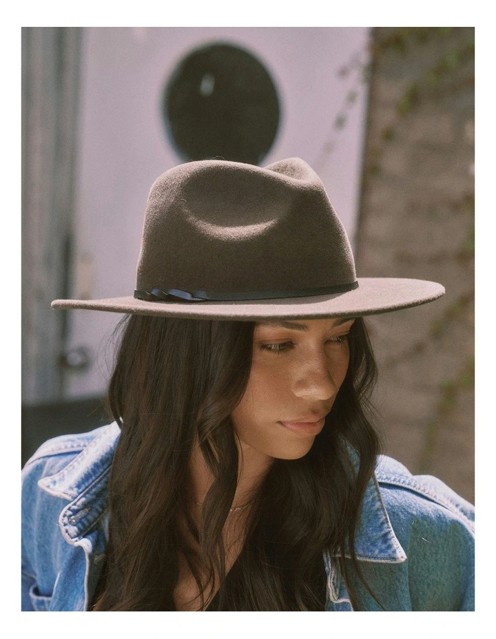 Ace Of Something Kleio Wool Fedora Hat In Green Mocha MYER