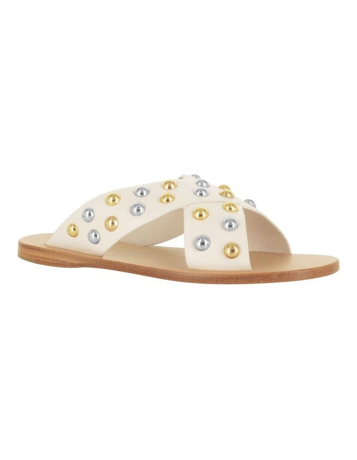 Breana Flat Sandals in White image 2