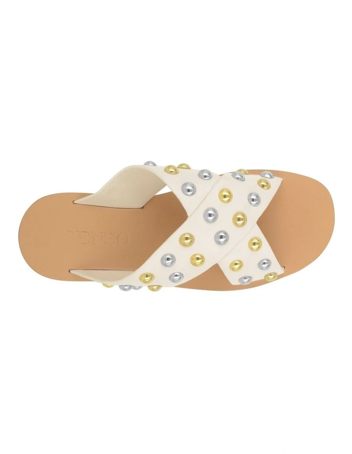 Breana Flat Sandals in White image 4