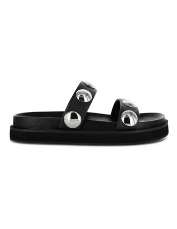 Zeon I Leather Slip-On Sandals in Black