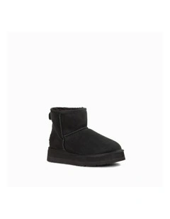 Classic Platform Water Resistant Mini Boots in Black