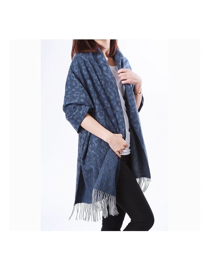 Cashmere & Wool Wrap in Navy image 7