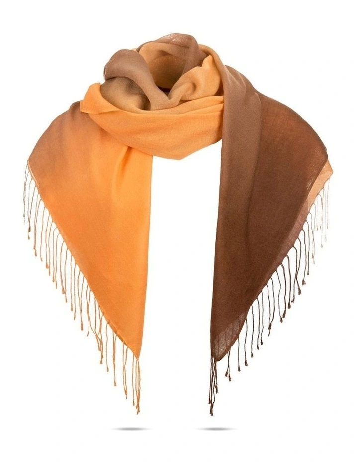Merino Wool Tie Dye Scarf in Orange/Chocolate image 1