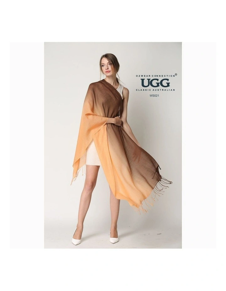 Merino Wool Tie Dye Scarf in Orange/Chocolate image 3