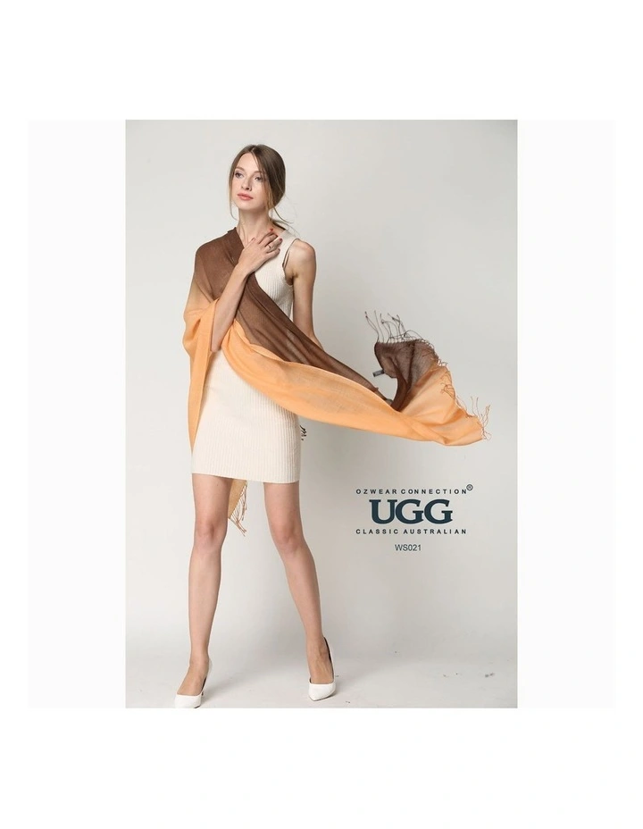 Merino Wool Tie Dye Scarf in Orange/Chocolate image 4