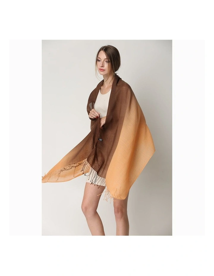 Merino Wool Tie Dye Scarf in Orange/Chocolate image 6