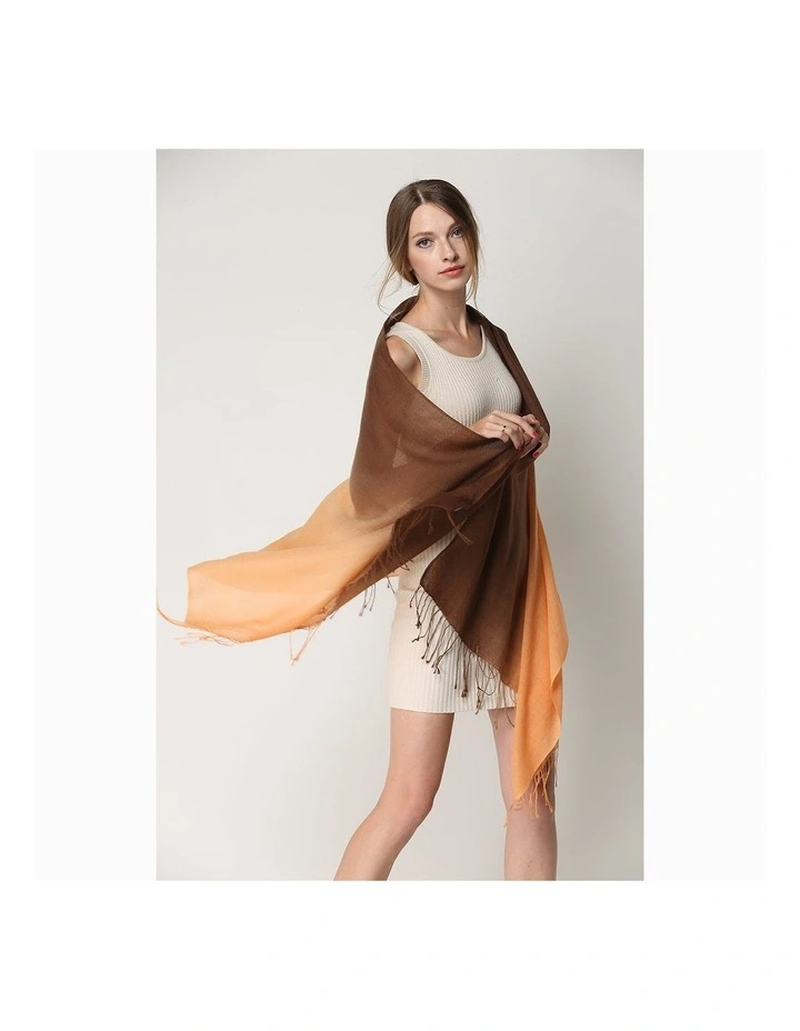 Merino Wool Tie Dye Scarf in Orange/Chocolate image 7