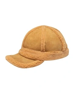 Sheepskin Baseball Cap in Chestnut