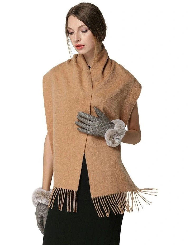 100% Wool Scarf in Beige image 5