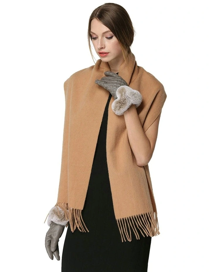 100% Wool Scarf in Beige image 6