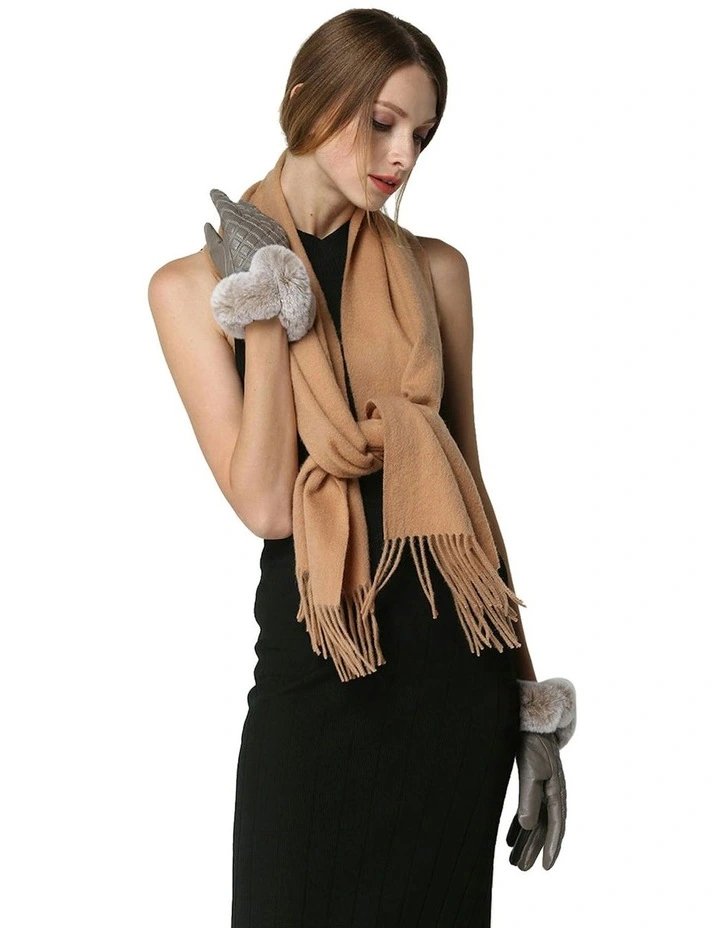 100% Wool Scarf in Beige image 7