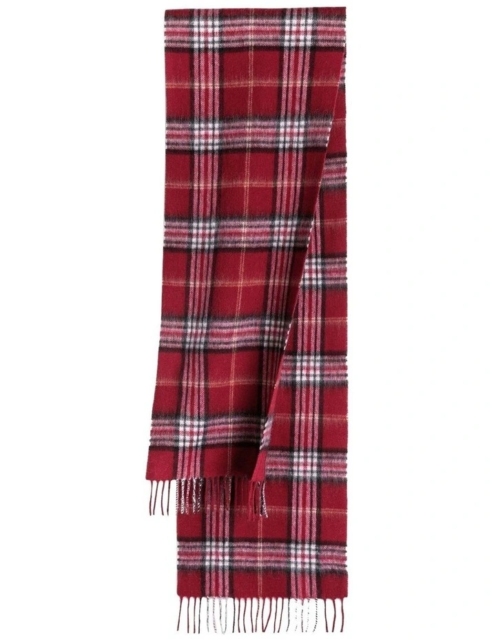 100% Wool Scarf in Red Check image 1