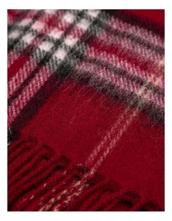 100% Wool Scarf in Red Check image 3
