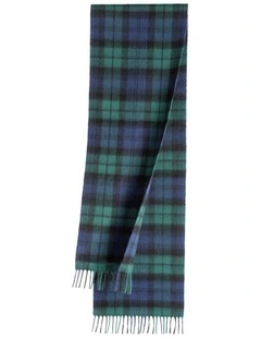 100% Wool Scarf in Navy/Green Check