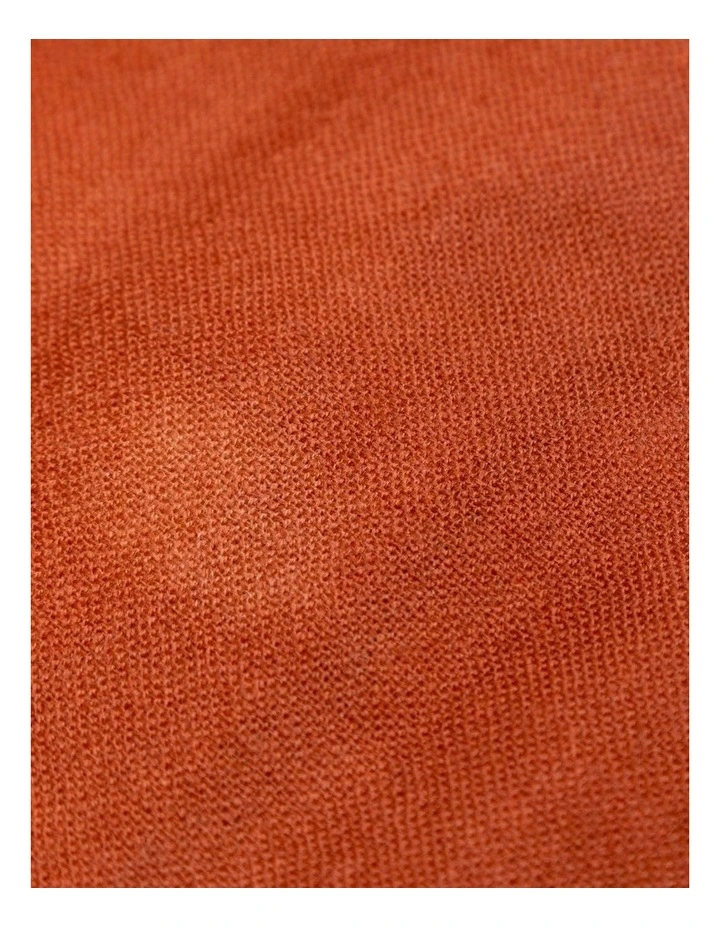 100% Australian Wool Print Scarf in Orange/Grey image 4