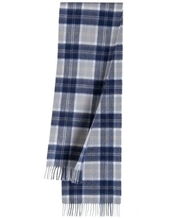 100% Wool Scarf in Navy/Ivory Check