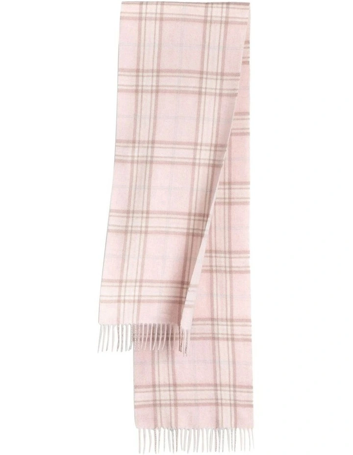 100% Wool Scarf in Pink Check image 1