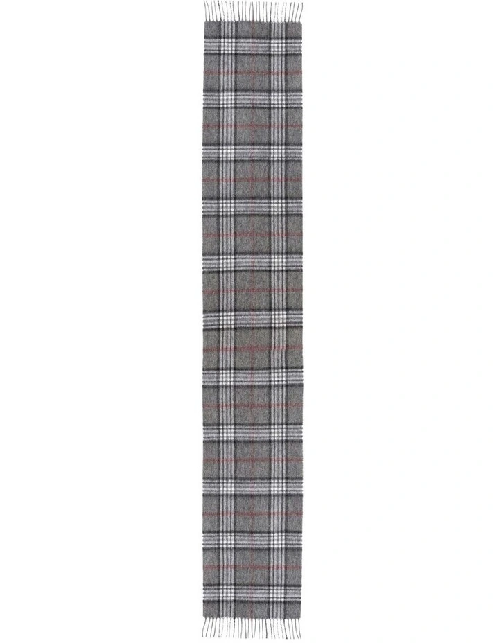 100% Wool Scarf in Grey Check image 2