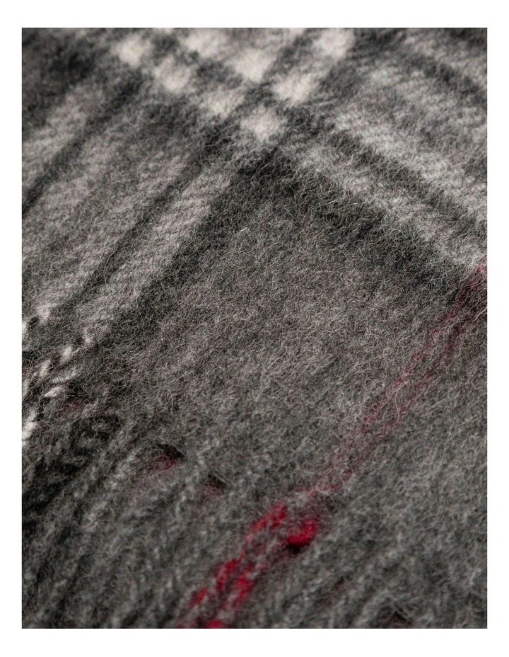 100% Wool Scarf in Grey Check image 3
