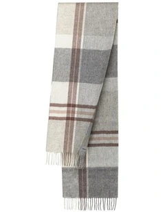 100% Wool Scarf in Grey Check