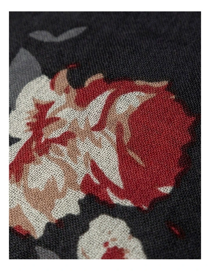 100% Australian Wool Print Scarf in Black Floral image 3