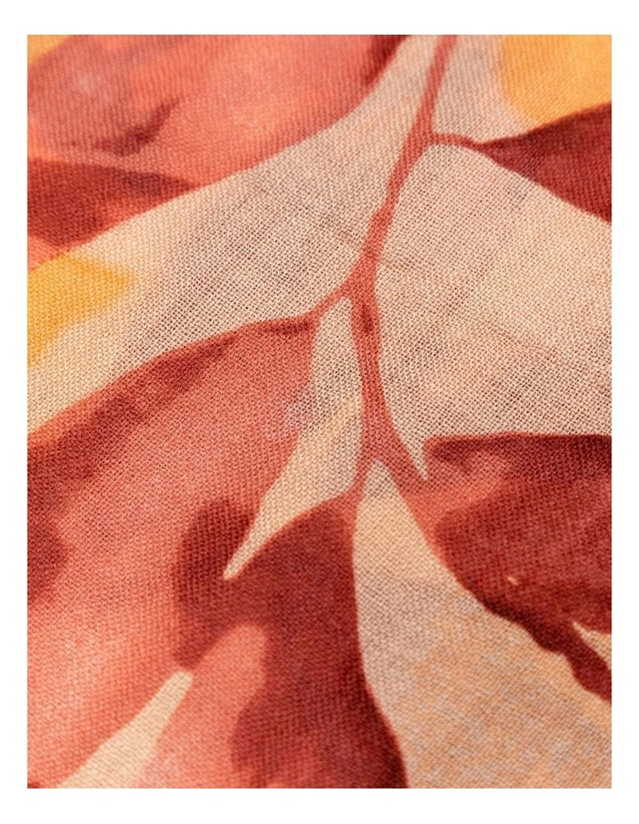 100% Australian Wool Print Scarf in Brown image 3