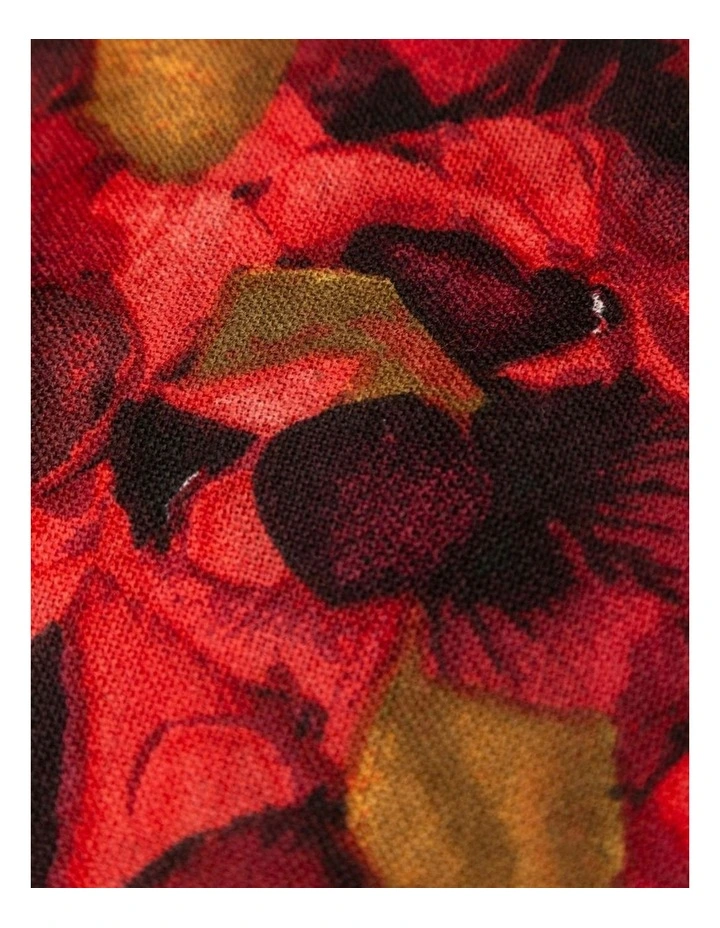 100% Australian Wool Print Scarf in Saffron Leaves Floral image 3