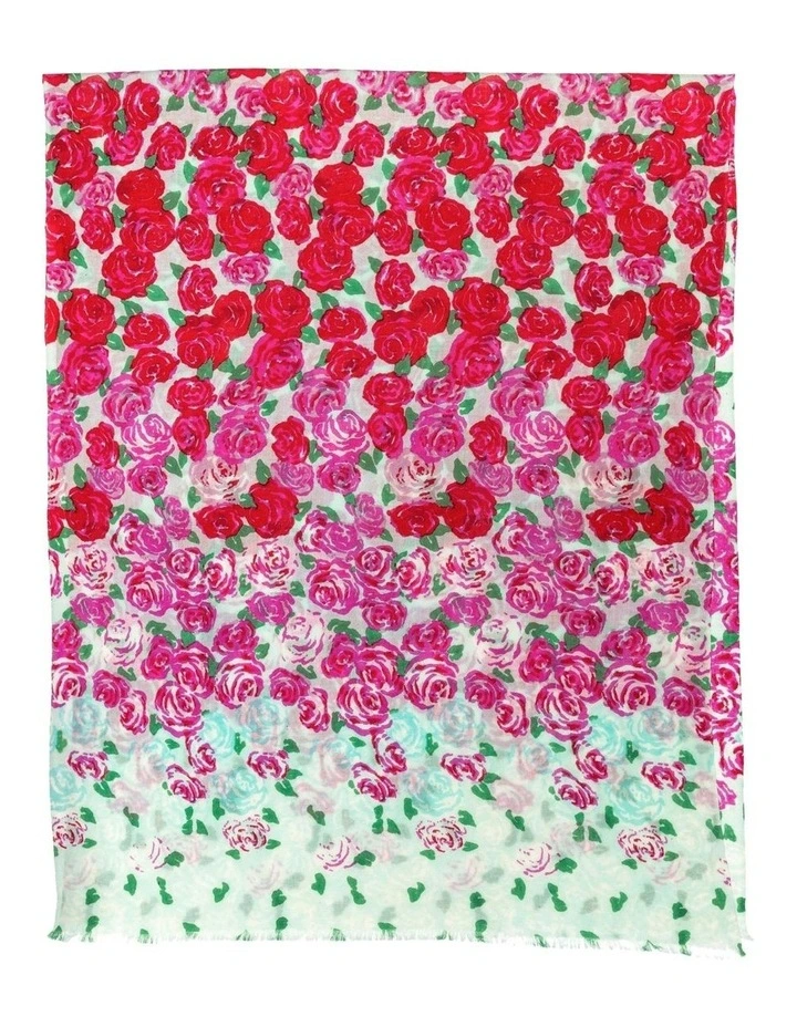 Australian Wool Print Scarf in Rosy Rose Flower image 2