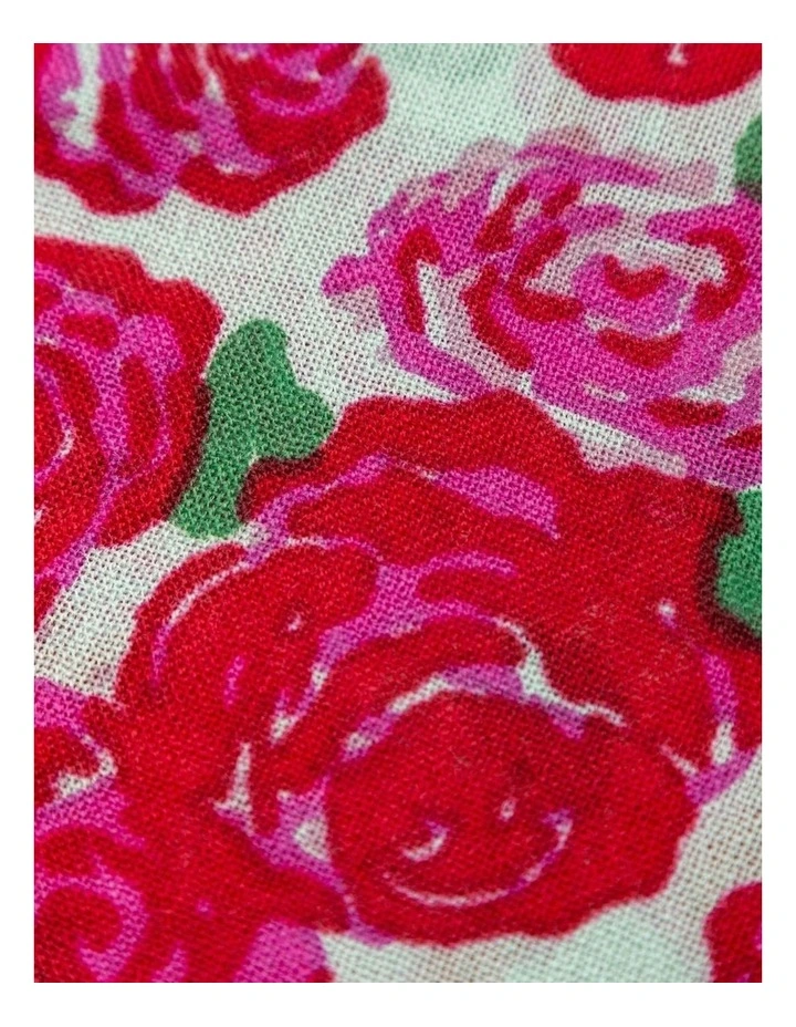 Australian Wool Print Scarf in Rosy Rose Flower image 3