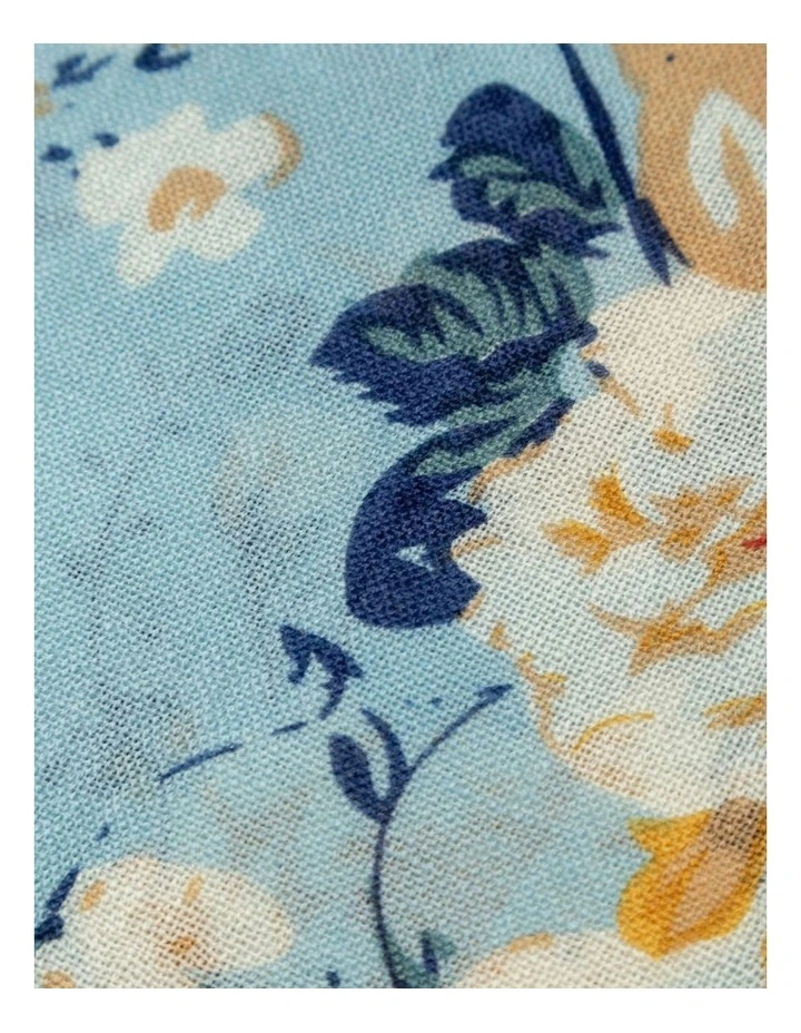 100% Australian Wool Print Scarf in Blue image 3