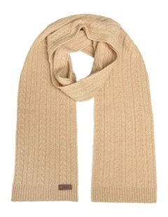 Cable Knit Pure Cashmere Scarf in Natural Beige (Melange)