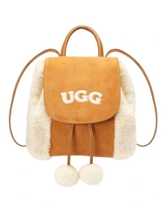 Ugg Pompom Fluffy Backpack in Chestnut
