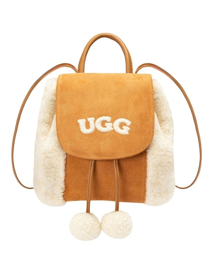 Ugg Pompom Fluffy Backpack in Chestnut image 1
