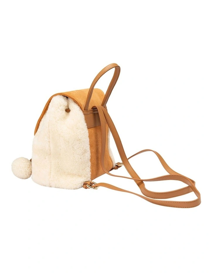 Ugg Pompom Fluffy Backpack in Chestnut image 2