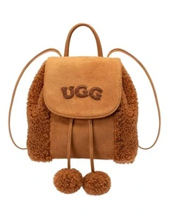 Pompom Fluffy Backpack in Caramel