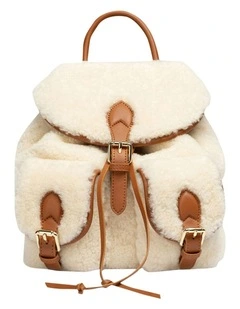 Teddy Fluffy Backpack in Natural