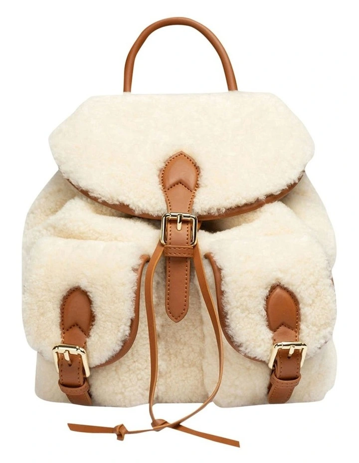 Teddy Fluffy Backpack in Natural image 1