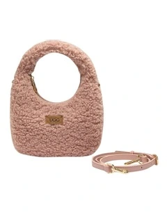 Momo Shearling Shoulder Bag in Dusty Pink