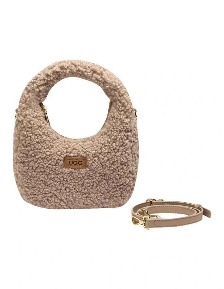 Momo Shearling Shoulder Bag in Taupe image 1