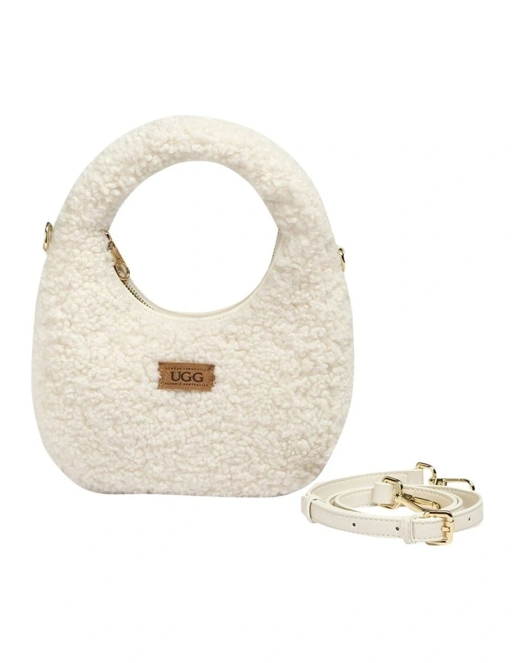 Momo Shearling Shoulder Bag in Natural image 1